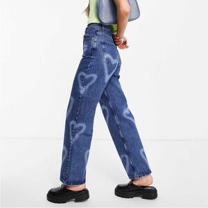 Blue Heart Patterned Women's Jeans